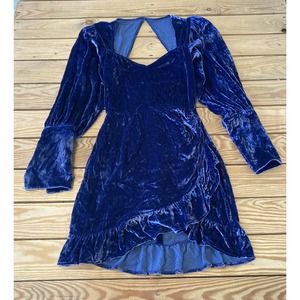 Reformation Silk Velvet Open Back Long Sleeve Dress Size 0 Women’s Violet